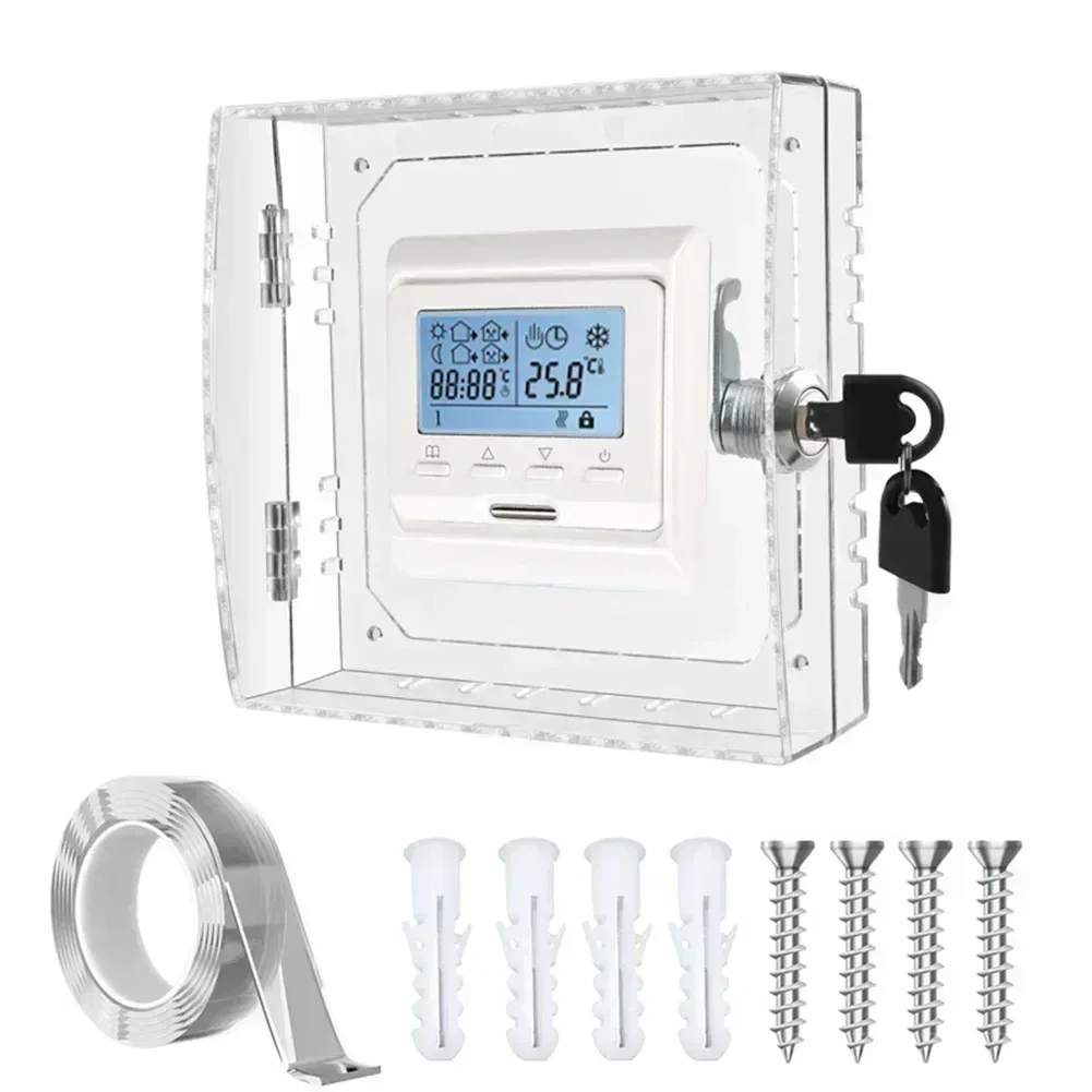 16*15*6cm Thermostat Lock Box Clear Thermostat Cover Acrylic With Key Thermostat Guard Fits Easy To Install Electrical Equipment
