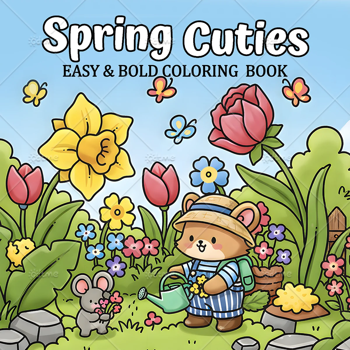 Spring Cuties Bold-easy Patterns Coloring Book for Adults Cute Drawing for Relaxation and Healing | Picture Book for All Ages
