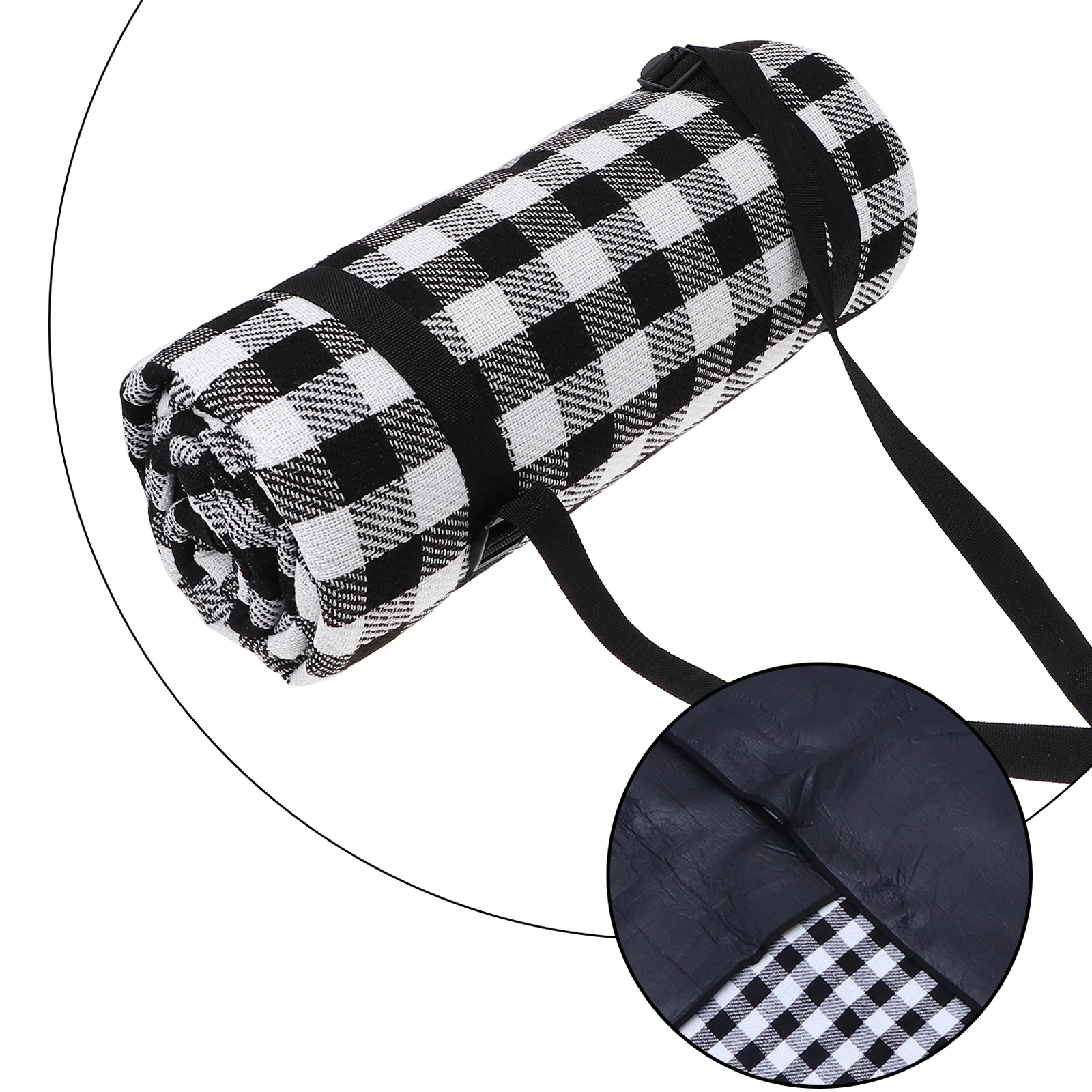 

Waterproof Camping Mat Picnic Blanket Foldable Outdoor PEVA Thickened Cushion Beach Mat Easy Clean Carrying Bag Retractable Belt