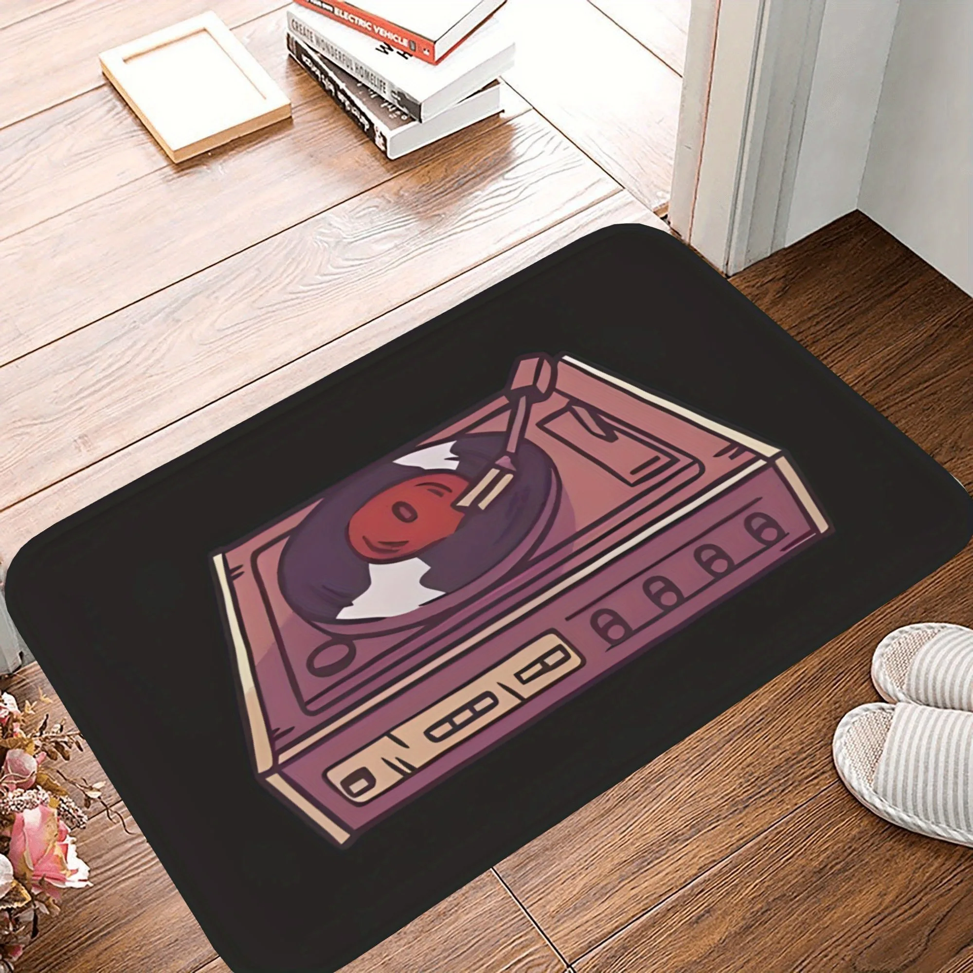 

1PC Vintage record player Kitchen Rug Non-Slip Door Mat Pop design Bathroom Rug Bath Mat Carpet for Home Sink Laundry Decor