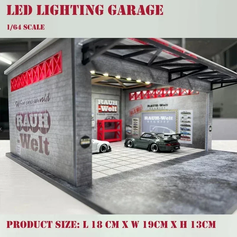 Assemble Diorama 1:64 RWB Coating LED Lighting Garage Use For Model Car Display Station