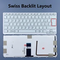 Teclado suizo retroiluminado para ordenador portátil Sony VAIO SVE 14 SVE14 SVS14 SVE14A SVE14A18ECH E14A18ECS E14A17ECP E14A17ECW diseño SW blanco