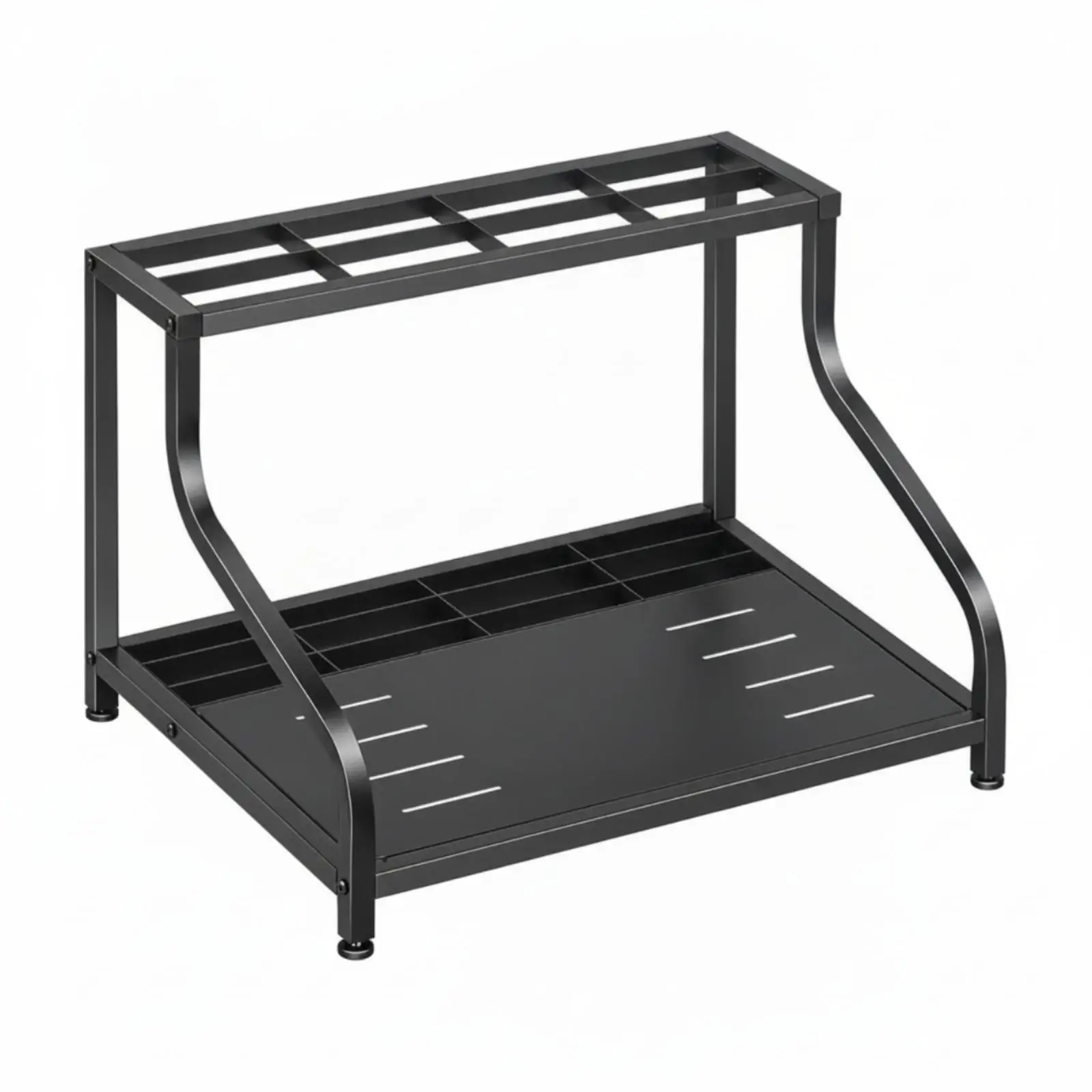 Freestanding Ski Rack with Floor Platform Compact Ski Equipment Storage Rack Sturdy Space-Saving for Garage, Entryway
