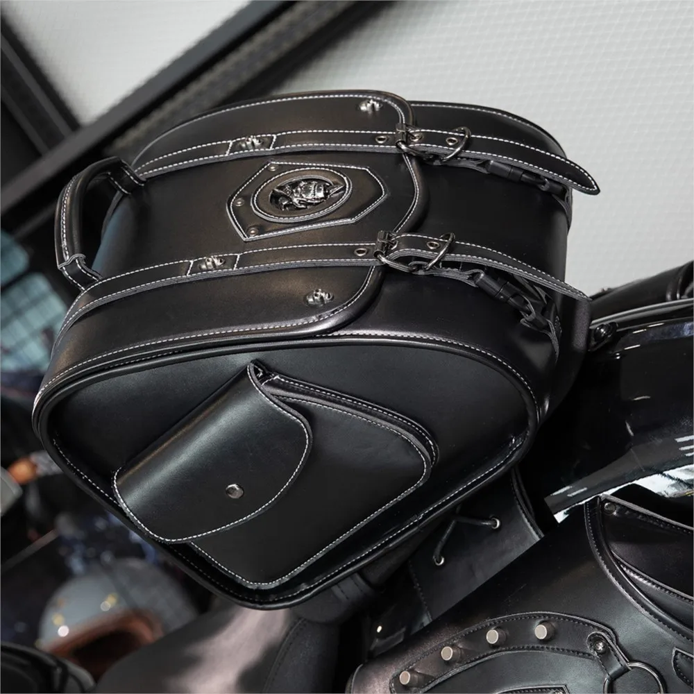 الرجعية دراجة نارية حقيبة المقعد الخلفي بولي Leather الجلود العالمي دراجة نارية الذيل حقيبة التخزين Splashproof موتو المقعد الخلفي حقيبة تخزين أداة 31L