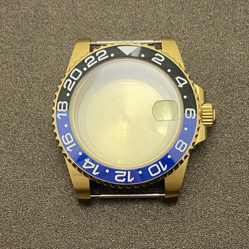 Für NH35-Uhrenzubehör, modifiziertes GMT-Uhrengehäuse aus Vollgold und Saphirglas für NH34/36-Uhrwerk