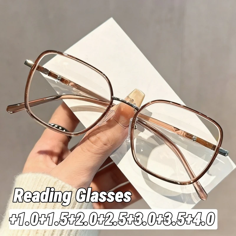 

Women's INS Style Fashion Square Frame Reading Glasses Large Frame Comfortable TR90 Anti-blue Light Presbyopia Eyewear