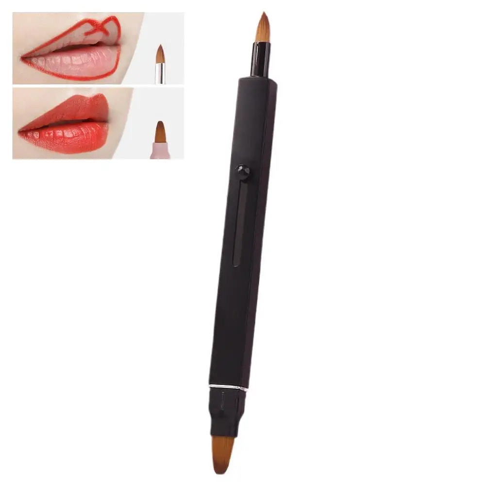 Matita per labbra opaca a doppia estremità a 3 colori Matita per labbra nuda Penna per rossetto rosa pesca naturale impermeabile Trucco per contorno con pennello