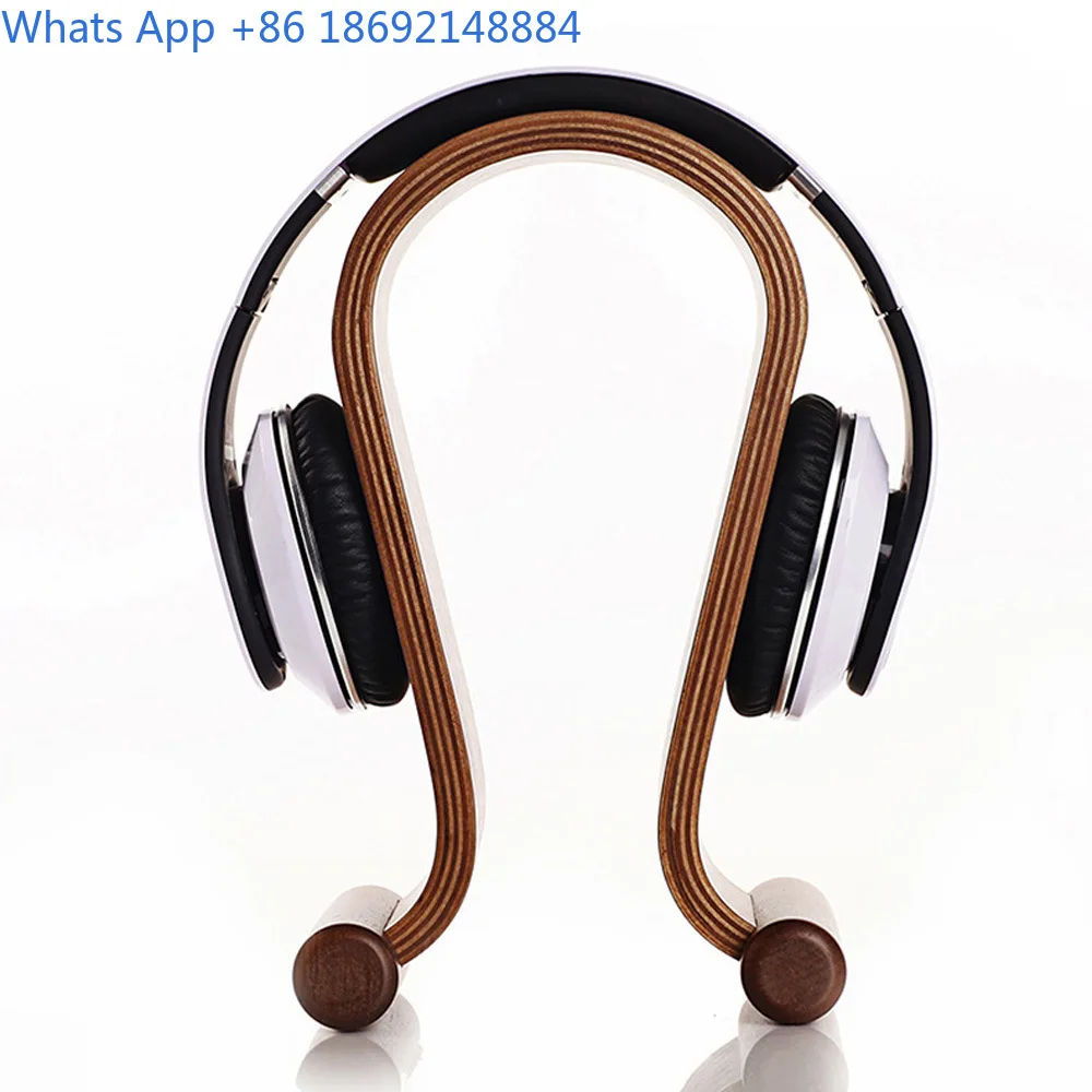 Wooden U Shaped Earphone Stand for In Ear and Over Ear Headphones Display