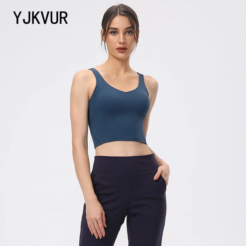 YJKVUR Nylon Sports Bra Women's Crop Top Breathable Yoga Bra High Impact Gym Fitness Sportswear Sexy Sports Underwear 14 Colors