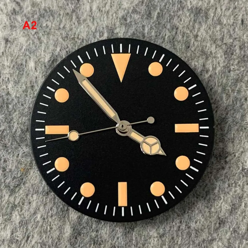 28.5MM Retro Orange Watch Dial Watch Hands Green Luminous Modified Dial for NH35 NH36 Watch Movement Upgrade Parts