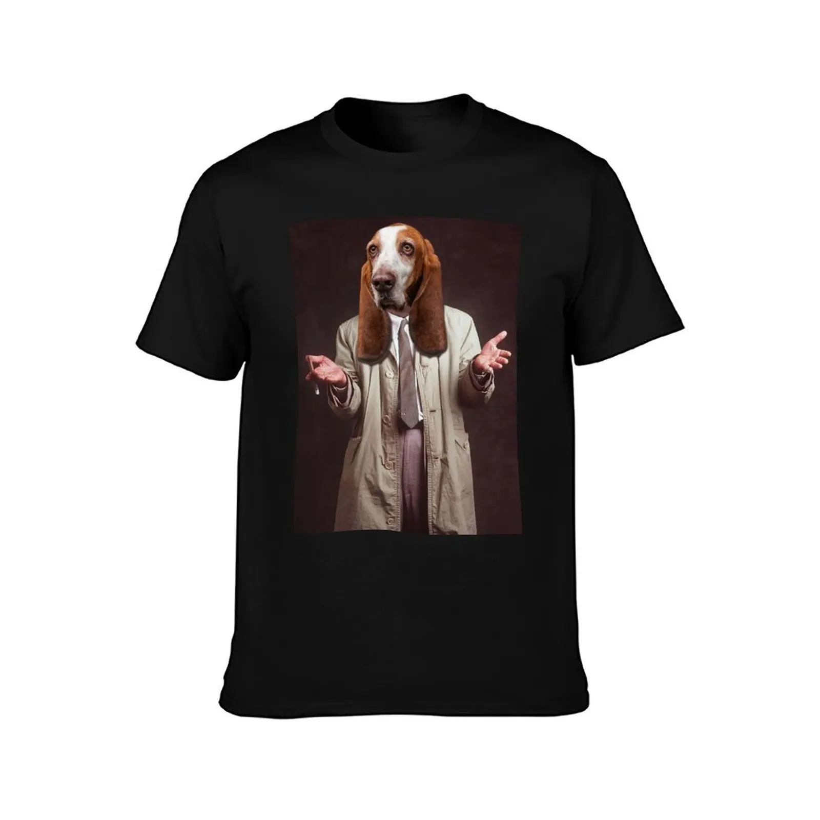 Columbo's dog Basset Hound T-Shirt, Summer Casual Cotton Tee, Oversized Streetwear Tops, Vintage Graphic Print, Unisex Men Women