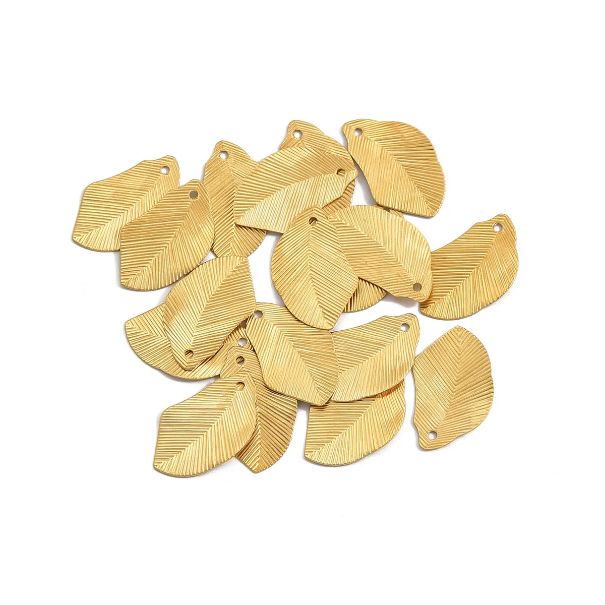 500PCS Mini Brass Striped Heteromorphic Leaf Charm Pendant DIY Necklace Earrings Jewelry Accessories Handmade Decoration Supplie