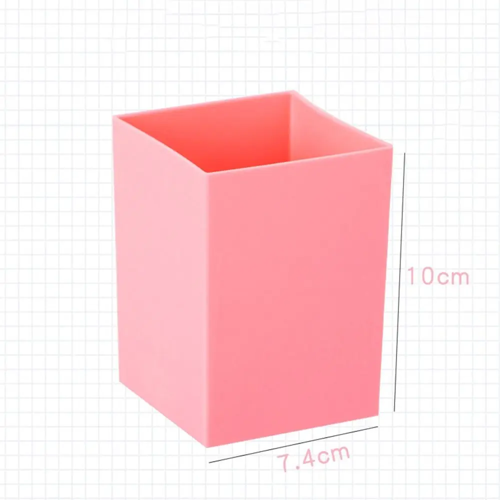 Simple Pen Holder Durable Plastic Makeup Brush Holder Candy Color Large Capacity Stationery Storage Box Students