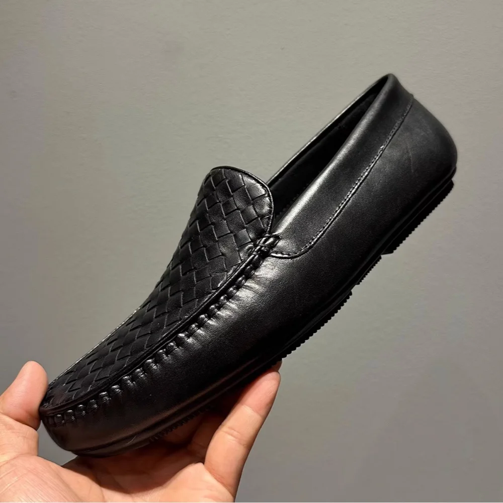 

QHCCID Handmade Genuine Leather Casual Shoes Men Flats Mens Cow Leather Loafers Driving Shoes