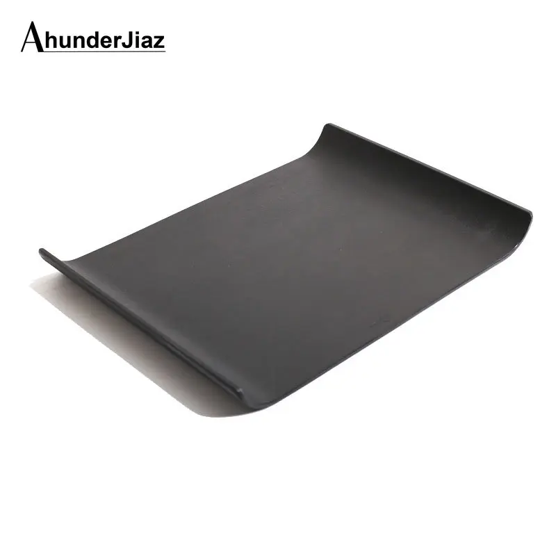 AhunderJiaz Nordic Rectangular Melamine Creative Tray Black Dinner Plate Dining Room Table Top Storage Plate Home Decoration