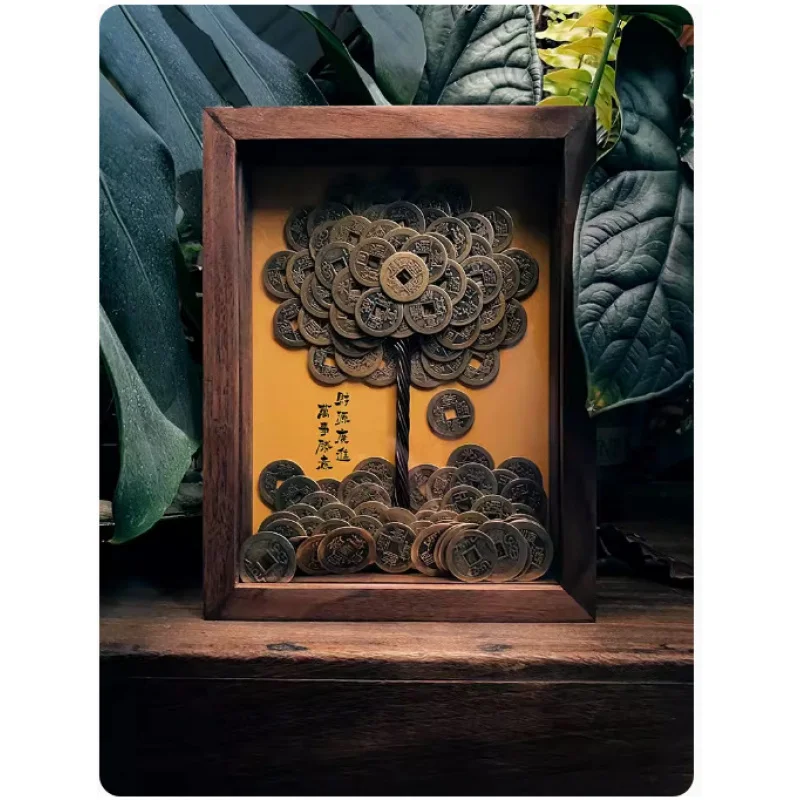 Five Emperors Coin Money Tree Desktop Decoration for Living Room Study, Good Luck Wealth Ornament