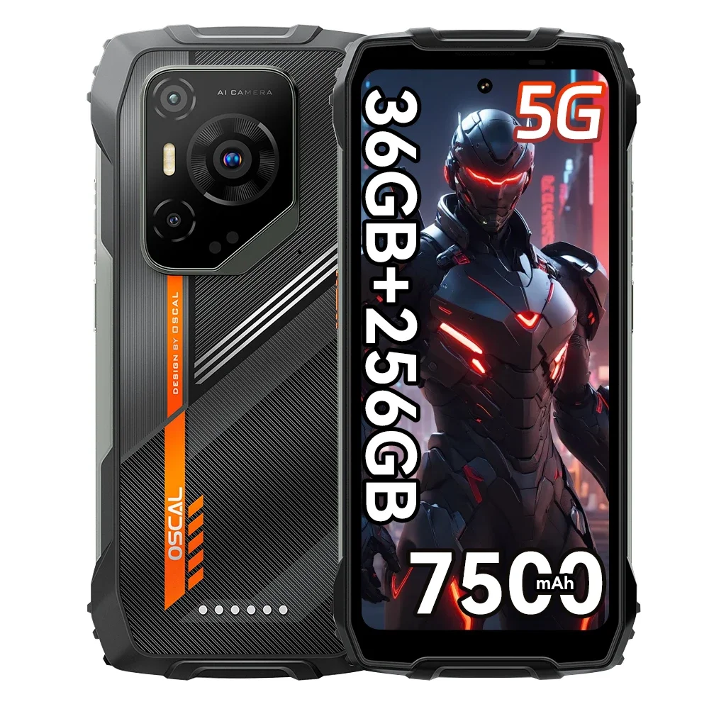 OSCAL PILOT 3 Android 15 36 GB (12+24) + 256 GB robuuste smartphone [geen EU-oplader] 6,78" 7500 mAh 120 Hz 33 W 50 MP + 32 MP + 20 MP NFC