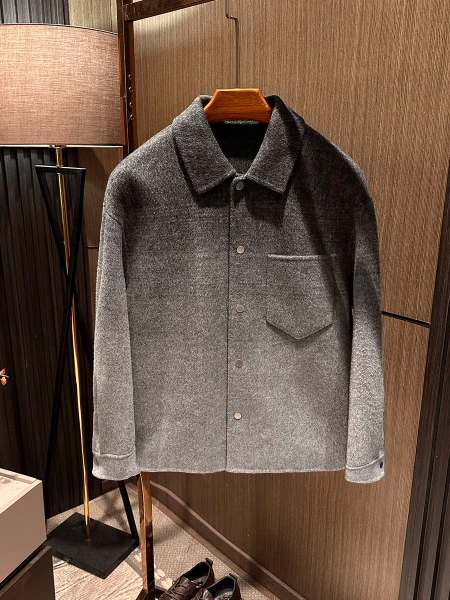 

Men's Double-Faced Woolen Jaet adient New Proc oulder Tapered Flip Collar High Quali Casual Sle Busin Gentleman