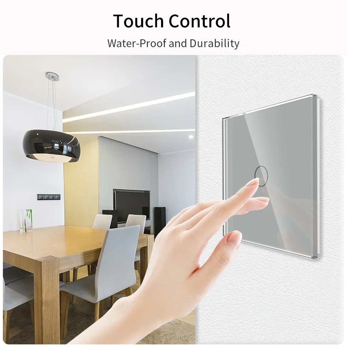 Bingoelec Grey Glass Switches Light Switch and Wall Socket with Crystal Glass Panel Home Improvement