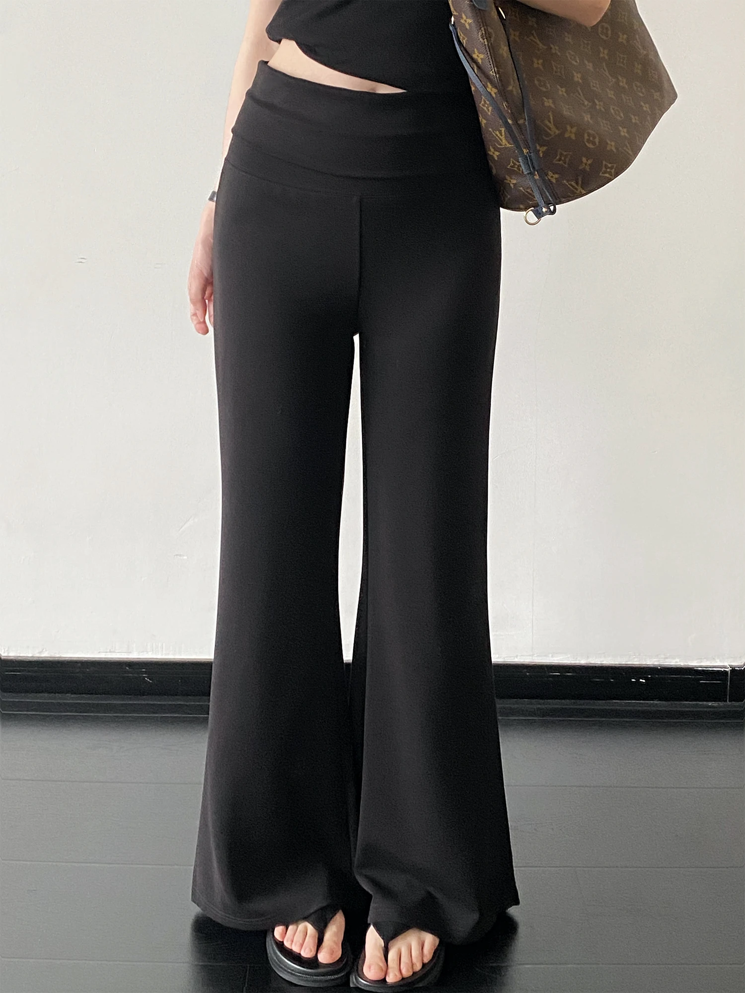 

Брюки-клеш SunYeo Upgraded 20Yoga с отворотами на талии, удобные, стройнящие, повседневные, длинные, женские, модные, для офиса