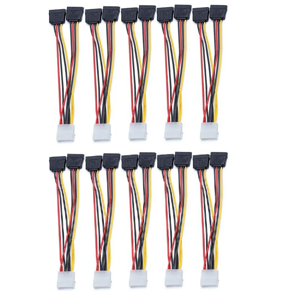 

Новый 10 шт. адаптер для ноутбука 4-контактный IDE Molex на 2 последовательных ATA SATA Y разветвитель жесткого диска кабель питания компьютерный кабель