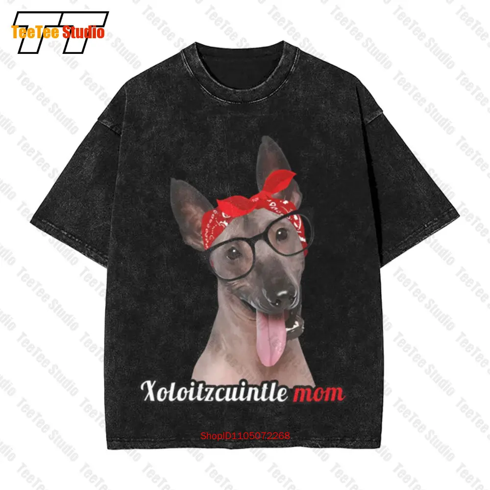 Xoloitzcuintle mamá amantes de los perros Día de la madre Vintage camiseta de gran tamaño camiseta U7O2