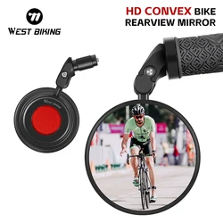 WEST BIKING HD Convex Bike Rearview Mirror 360 Rotation End Handlebar Bicycle Rear Mirror Safety Back Warning Cycling Reflector