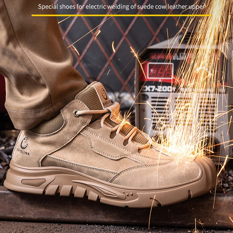 Grey Safety Shoes Male Indestructible Shoes Puncture-Proof work Boots Steel Toe Shoes Anti Scald Welding Boots Industrial Shoes