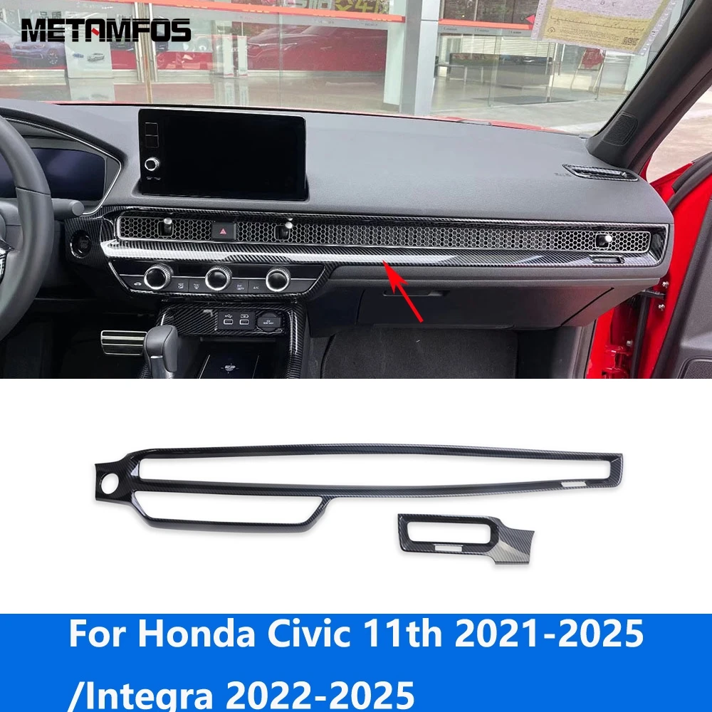 

For Honda Civic 11th 2021-2025/Integra 2022-2025 Carbon Fiber Center Console Air Condition Vent Outlet Cover Trim Accessories