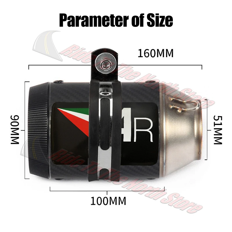 5160mm Inlet AR Ti Carbon Stainless Exhaust Muffler Universal Tail Pipe For Kawasaki Yamaha Honda Suzuki Ktm CFmoto gp1r Upgrade - view 2