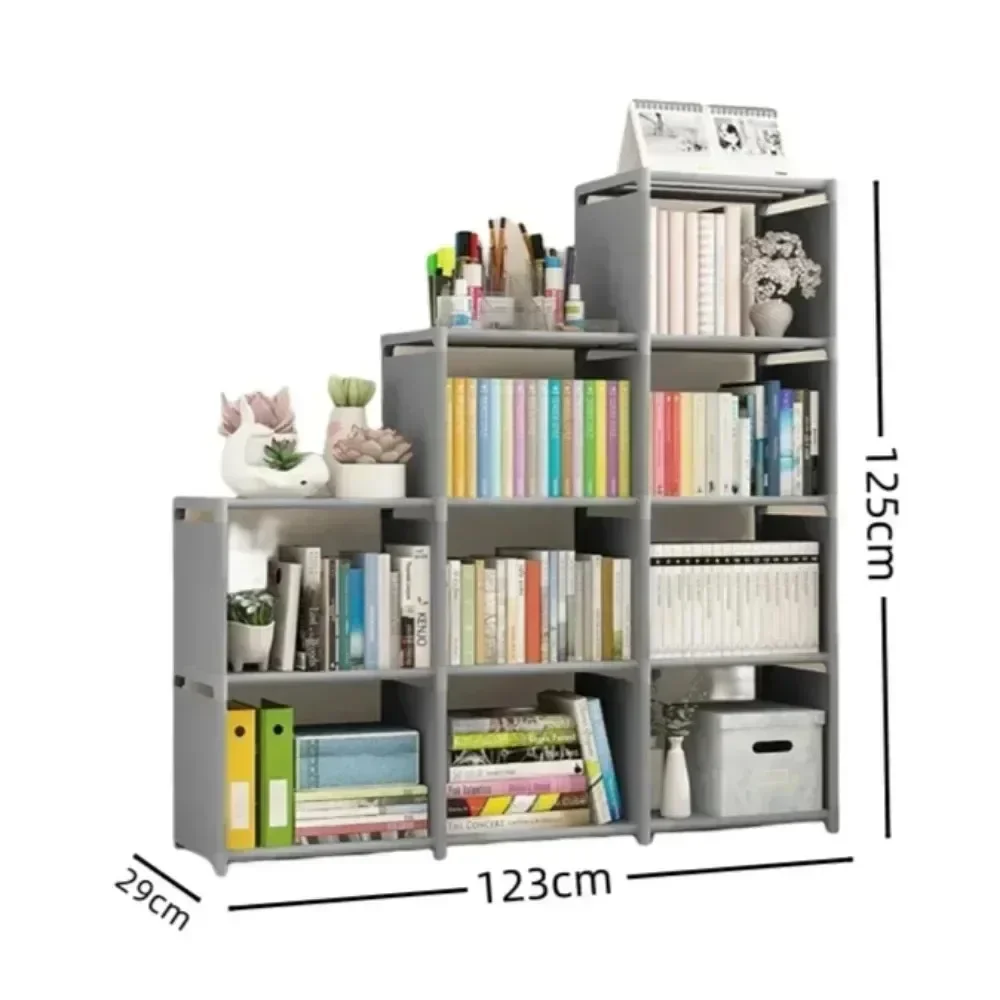 Simple Bookshelf Assembled Living Room Shelf Metal Storage Rack Multilayer Desktop Wall Shelf Save Space Book Organizer Bookcase