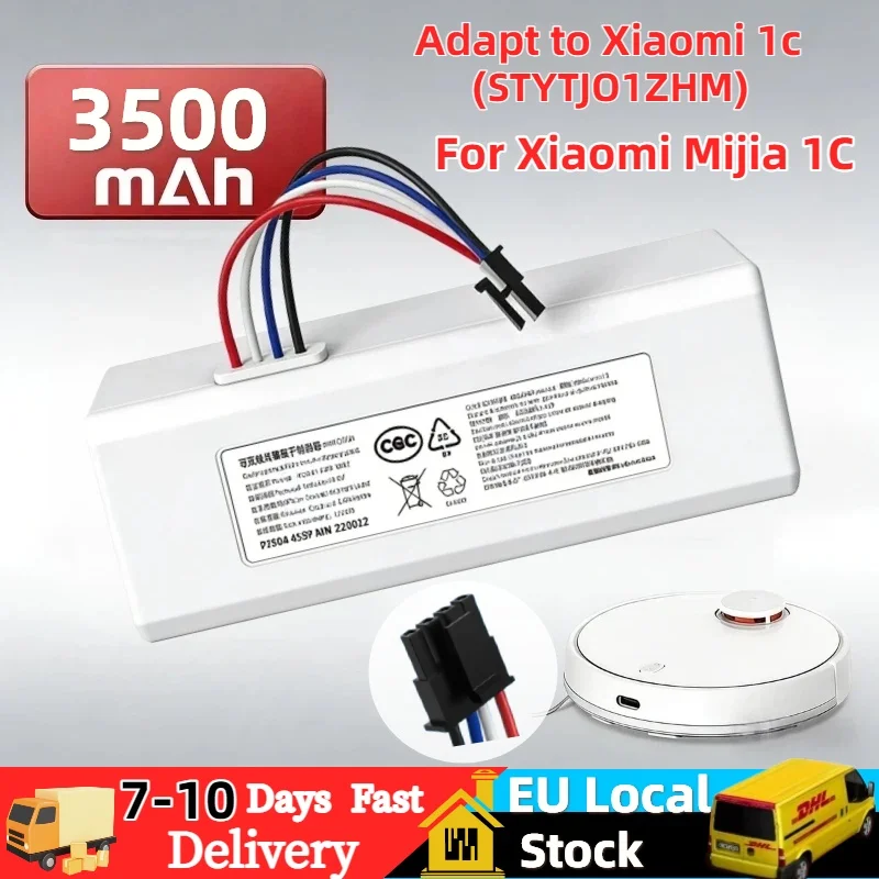 Hochleistungs-3500mAh-Lithium-Ionen-Akku mit stabiler Leistung und langer Laufzeit, langlebige Ersatzteile, perfekt kompatibel mit Xiaomi Mijia 1C Intelligent Mopping Vacuum Robot Cleaner für den