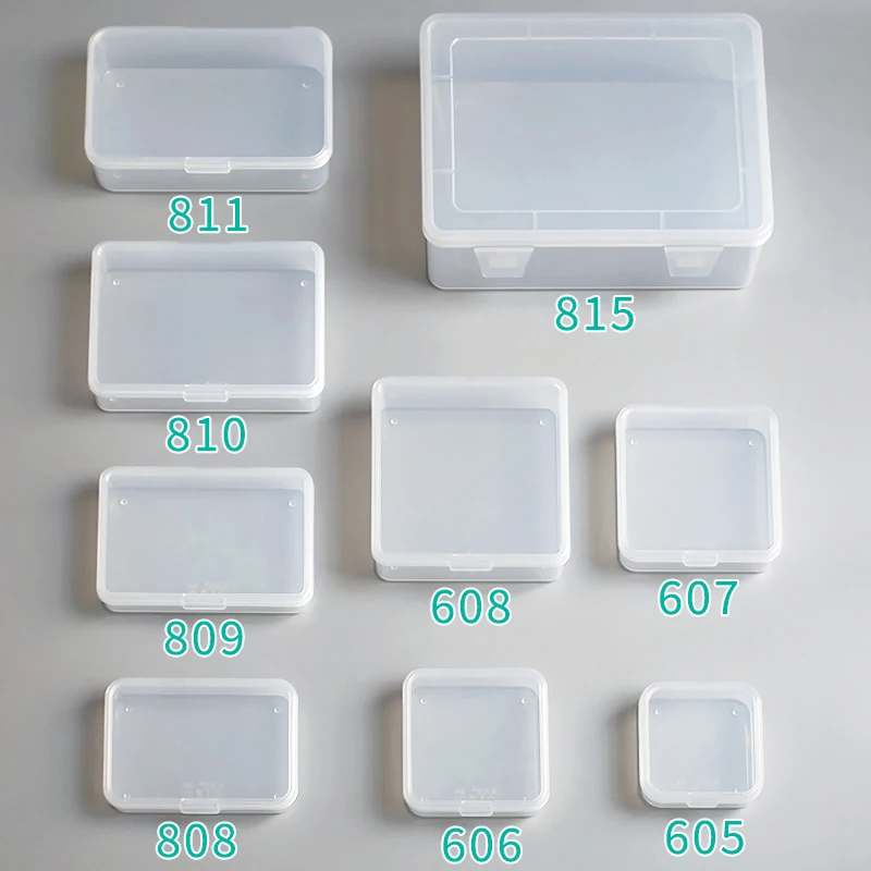 Small rectangular and square storage boxes food grade polypropylene PP mini parts transparent plastic box sample packaging box