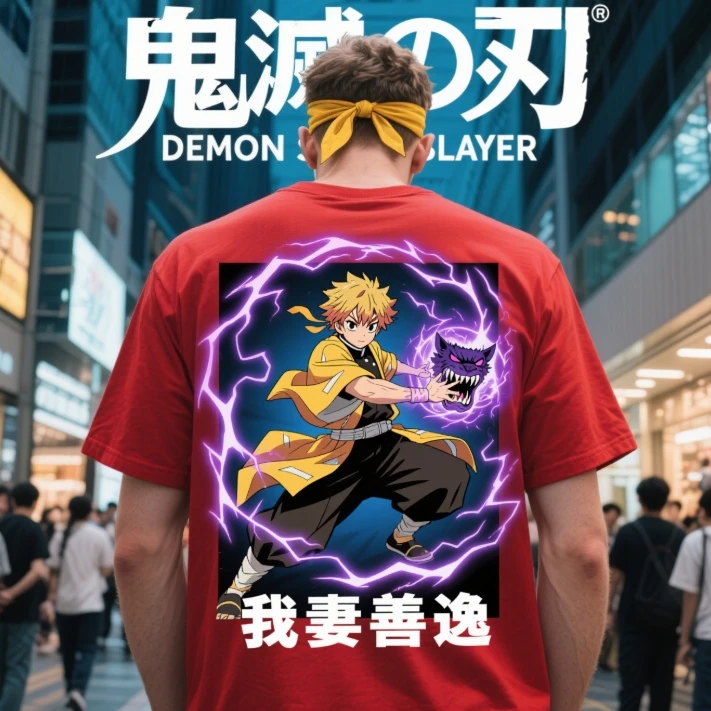 

The 2025 Summer Pure Cotton Round-neck Short-sleeved T-shirts for Men and Women Are From The Famous Anime "Demon Slayer"