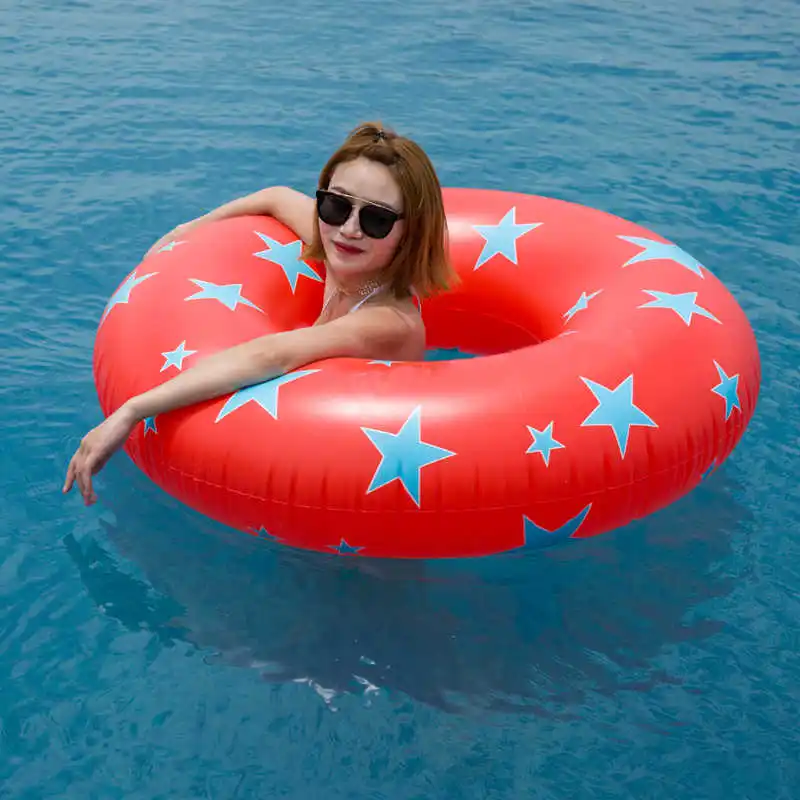 New Colorful Star Print Inflatable Tube Swim Ring for Adults Kids Five-pointed star Safety Swim Circle Water Play Equipment