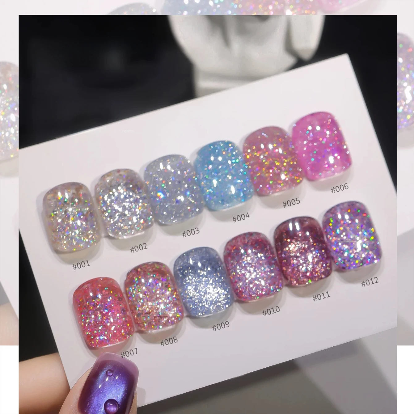 

MIANEL 12ML 1-12PCS Summer Top Selling Make a wish Star 12 Color Strobe Glitter Gel Nail Polish Blue Nails White Nail Polish