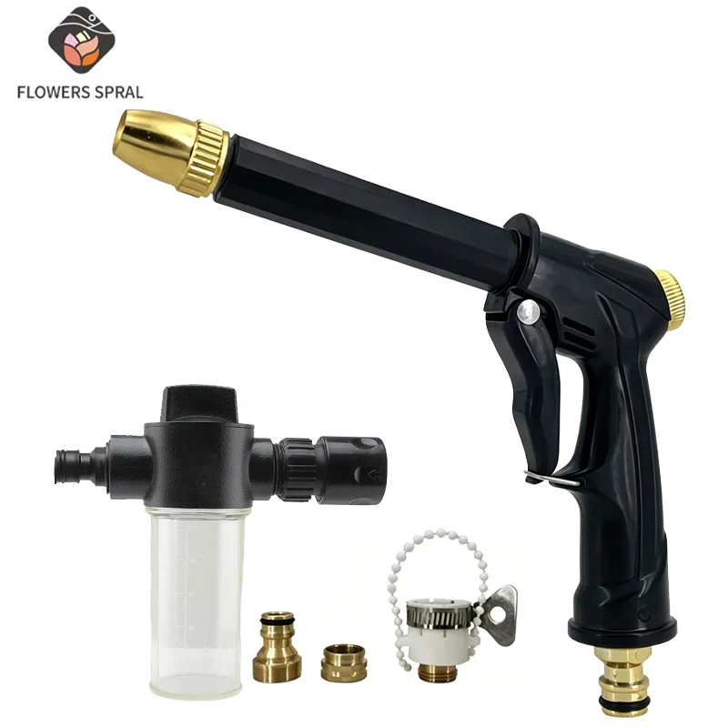 FLOWERS SPRAL High Pressure Water Gun Car Washing Garden Watering Hose Nozzle Sprinkler Foam Jug Water Faucet Car Wash Tools