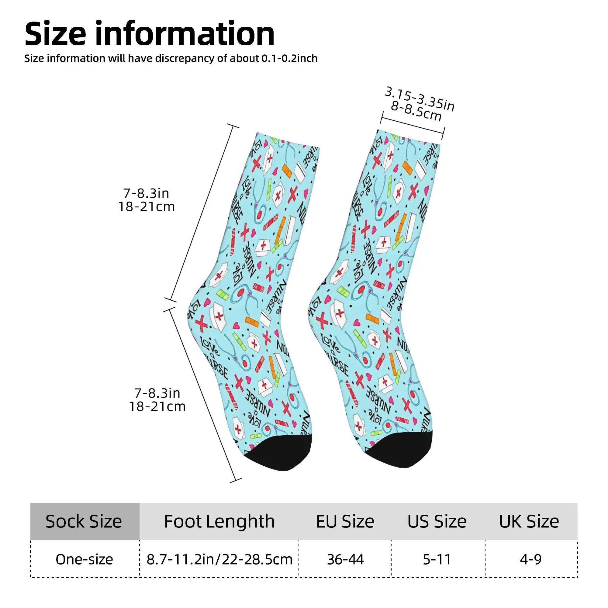 Men's Turquoise Blue Medical Print Socks Black Toe Contrast Medical Themed Turquoise Stethoscope Design for Nurse Uniforms