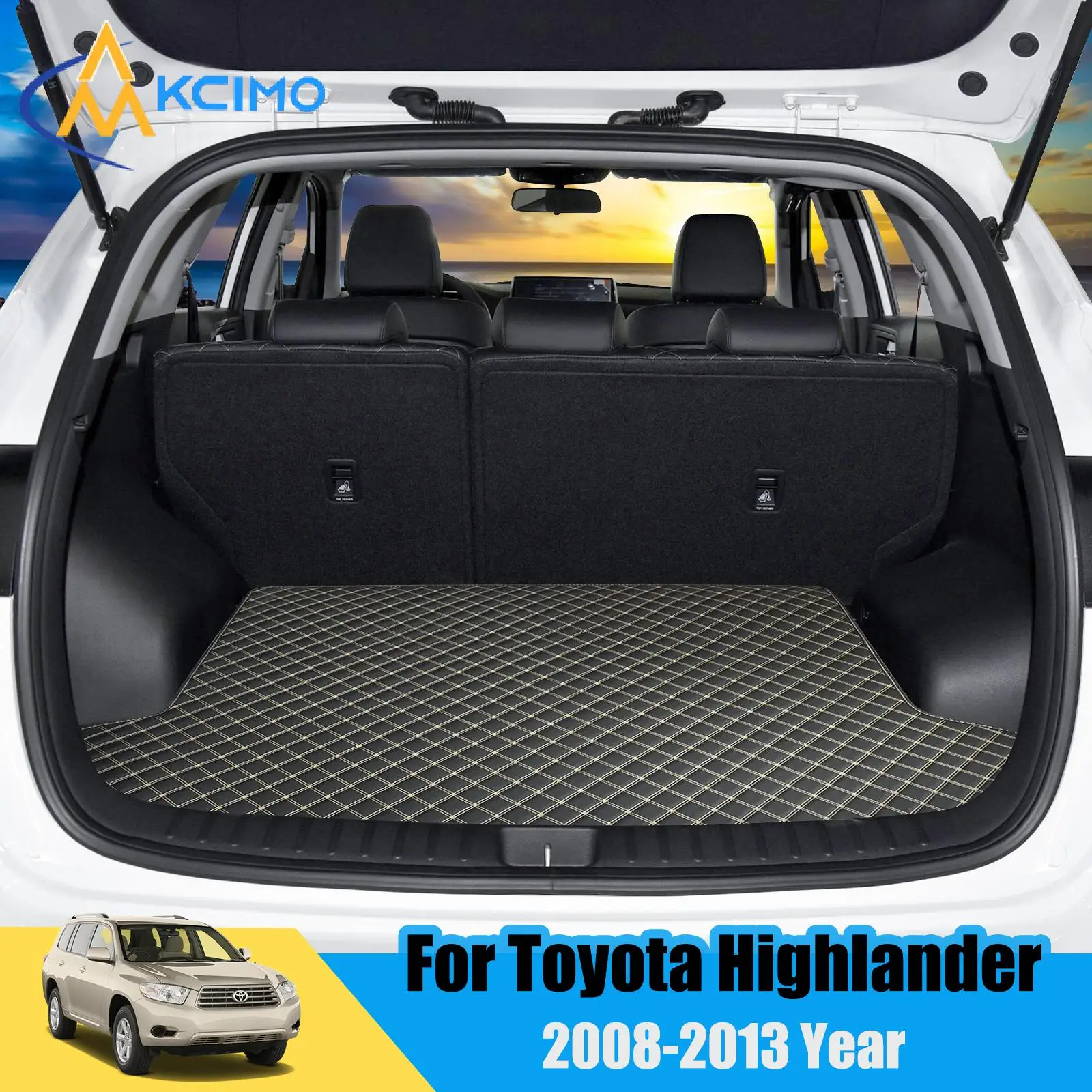 

Leather Trunk Mats for 2008-2013 Toyota Highlander XU40 Custom Waterproof Boot Carpets Cargo Liner Car Accessories Interior 2010