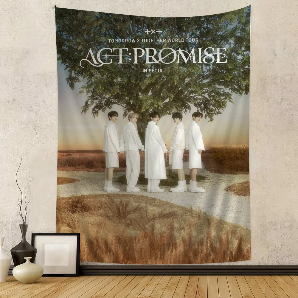 Kpop T-TOMORROW X T-TOGETHER TXT DIY Wall Tapestry Hanging Tarot Hippie Wall Rugs Dorm INS Home Decor