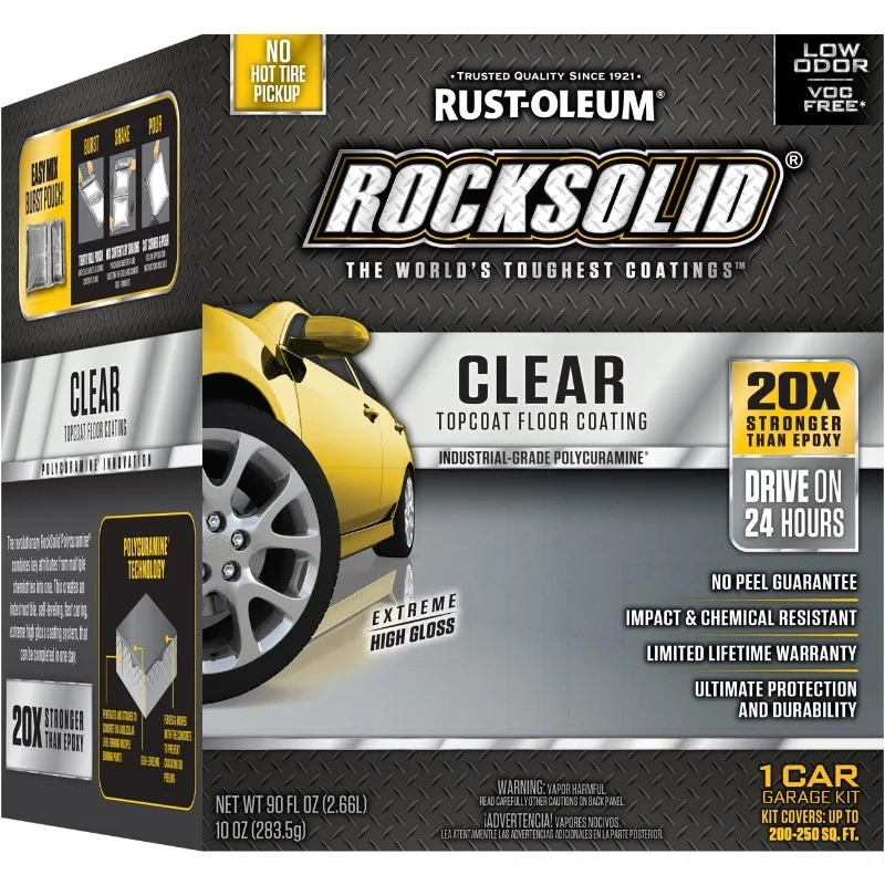 282829 RockSolid Polycuramine 1 Car Garage Floor Top Coating Kit, High Gloss Clear US(Origin)