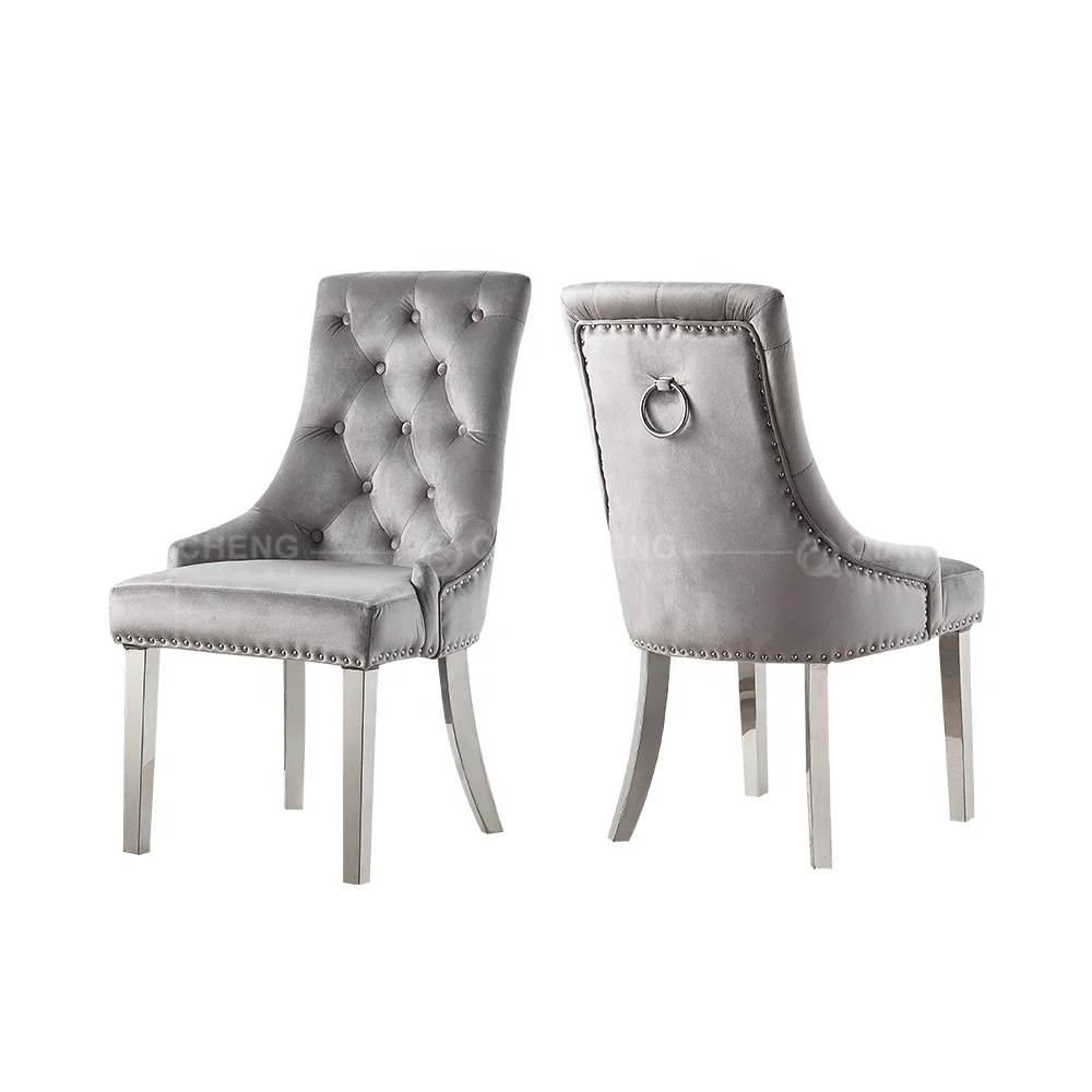 

modern dining chair Europe design dinner room furniture grey velvet fabric dining chair