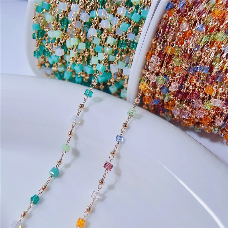 

1meter Diameter 2mm Glass Crystal Beads Chains Bulk Copper Necklace Link Chains Lot for Diy Jewelry Making Earrings Accessories