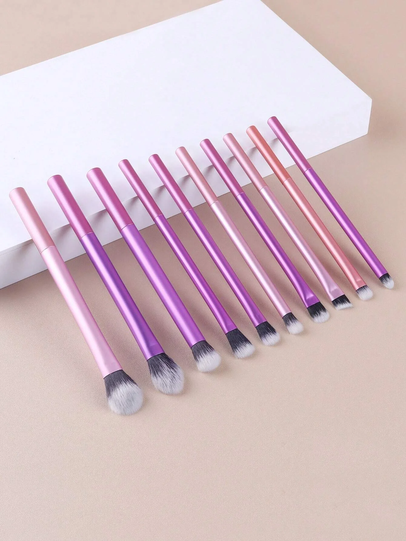 

10pcs New Multicolor Fiber Brush Bristles Makeup Brush For Eye Shadow & Beauty Cosmetic, Portable
