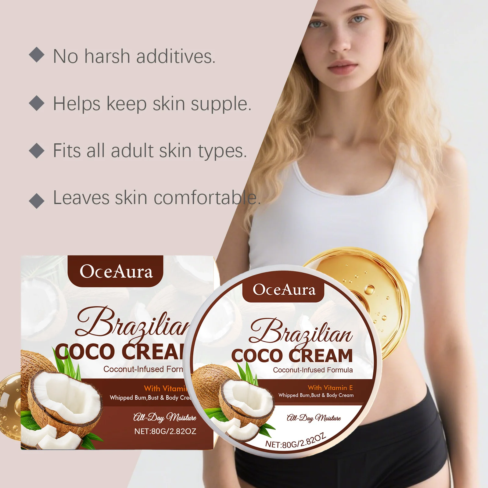 Coconut Oil Moisturizer Repair Damaged Dry Skin Deep Nourishing Brightening Anti Crack Smoothing Softening Skin Hydrating Cream