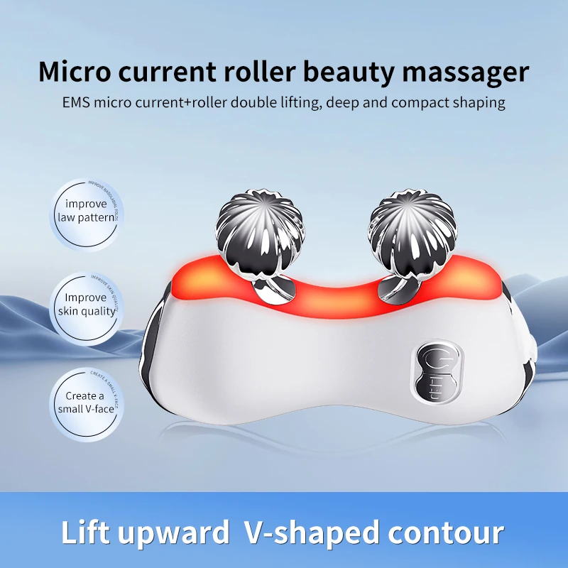 บอร์ด Guasha แขวนหน้างาม 2 360 °   ลูกกลิ้งหมุน Chin Lift นวดจําลอง Ems Roller Massager สําหรับการดูแลส่วนบุคคล