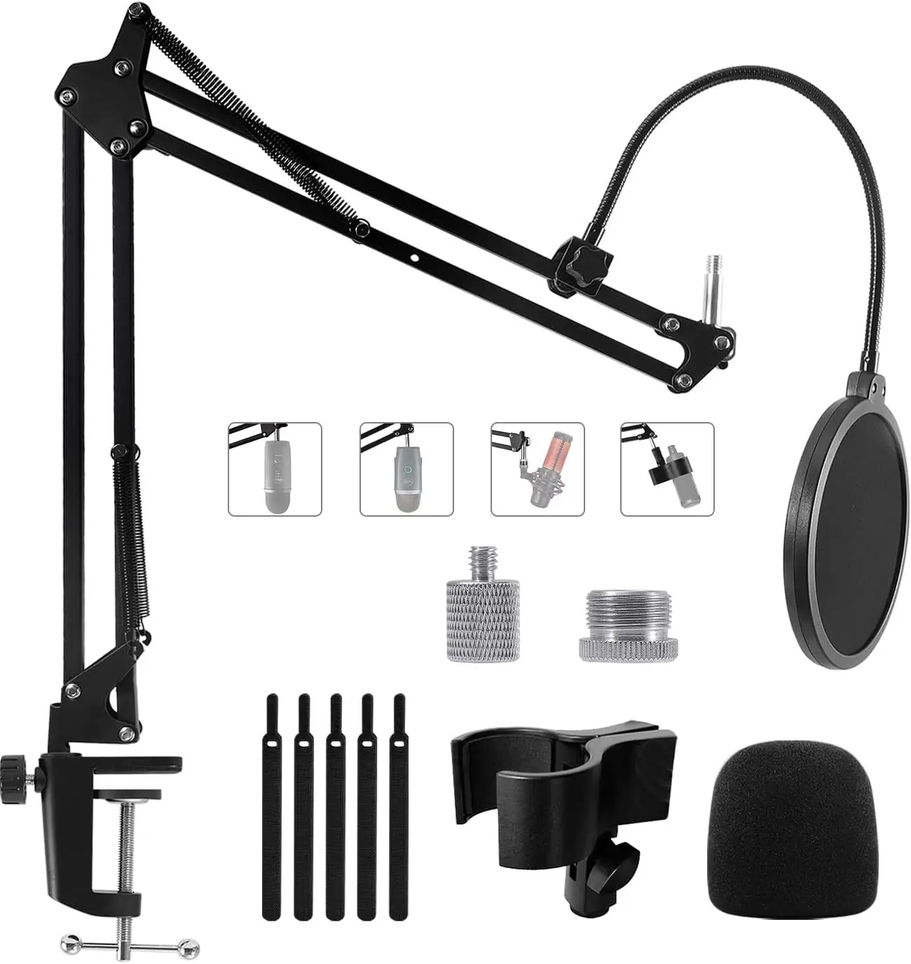 Microphone Stand, Adjustable Suspension Desk Stand with 3/8