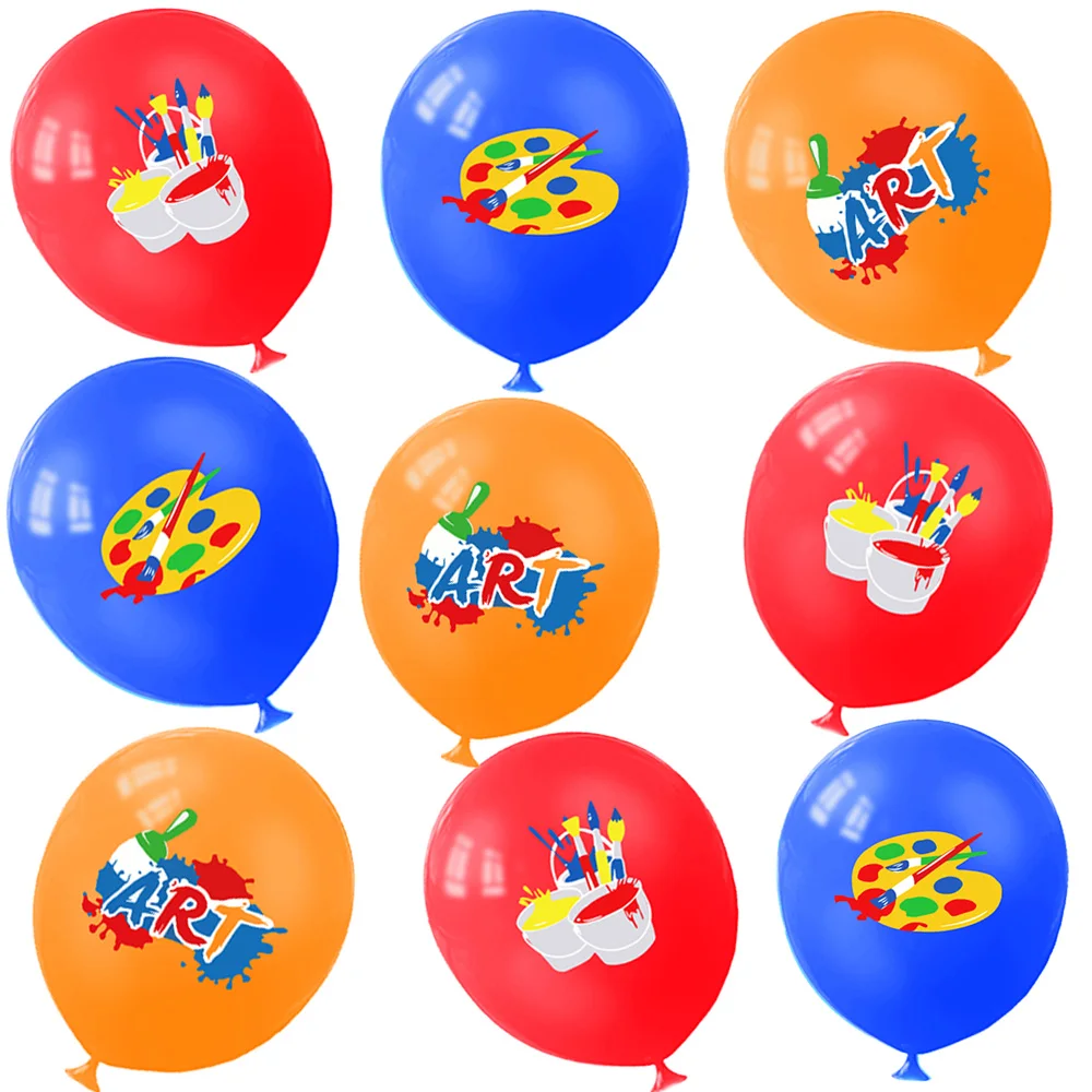 

Art Party Printed Party Latex Balloons Keych Art Classroom Paint Class Painting Paintbrush Birthday Decoration 12 Inch Red Blue