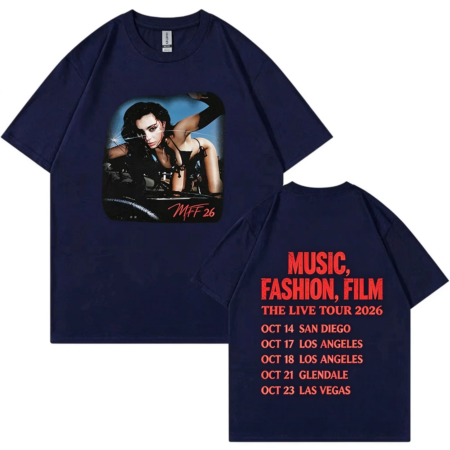 2026 New Arrival Charli XCX Music Fashion Film Tour Graphic Tee Y2K Retro Double Sided Unisex Short Sleeve Tshirt