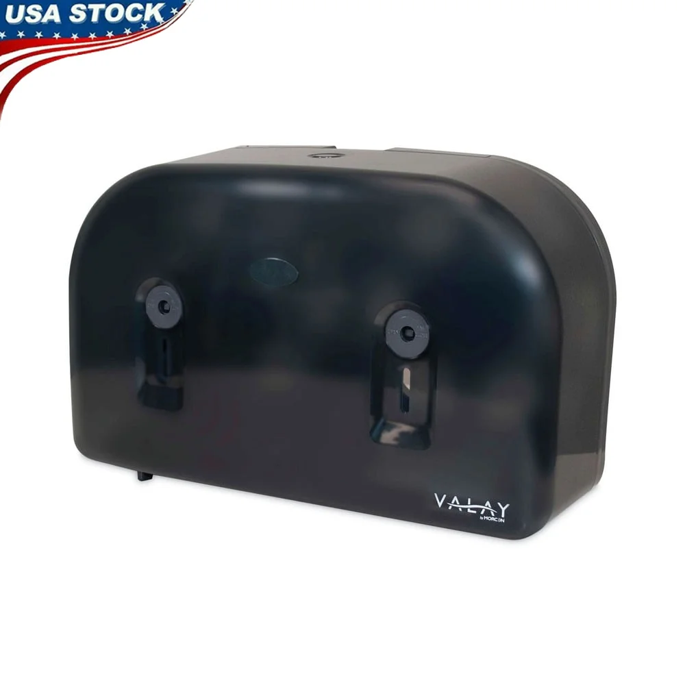 

High Capacity Mini Jumbo Bath Tissue Dispenser Dual Roll Easy Load Pilferage Protection Space Saving Solution High Traffic Areas